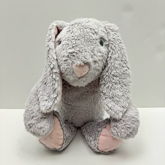 Elegant Baby Soft Gray Hook & Loop Paws Bunny Rabbit 16" Plush Stuffie Lovey - Picture 6 of 7